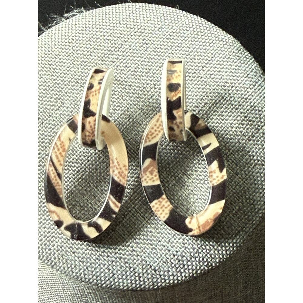 Vintage Acrylic Tortoise Shell Earrings Dangle Drop Pierced Mod Boho Minimalist